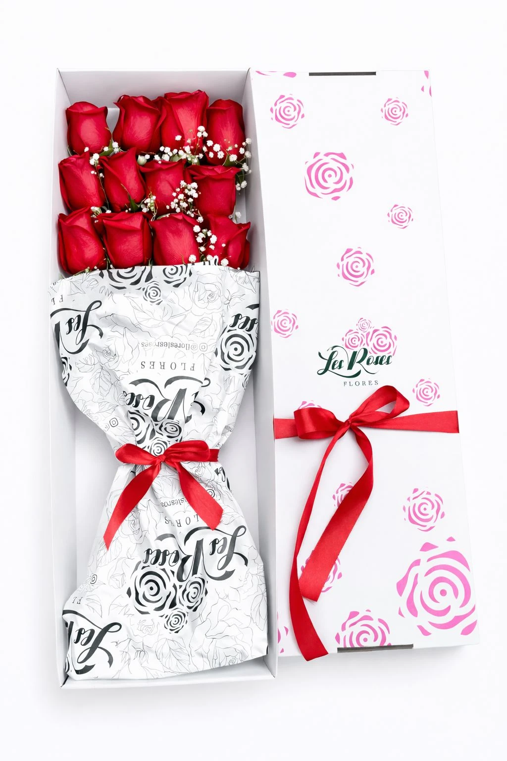 Caja De Rosas Rojas X12 – Estuche. Estuche de rosas para Amor y Amistad, Flores Les Roses, envío a domicilio.