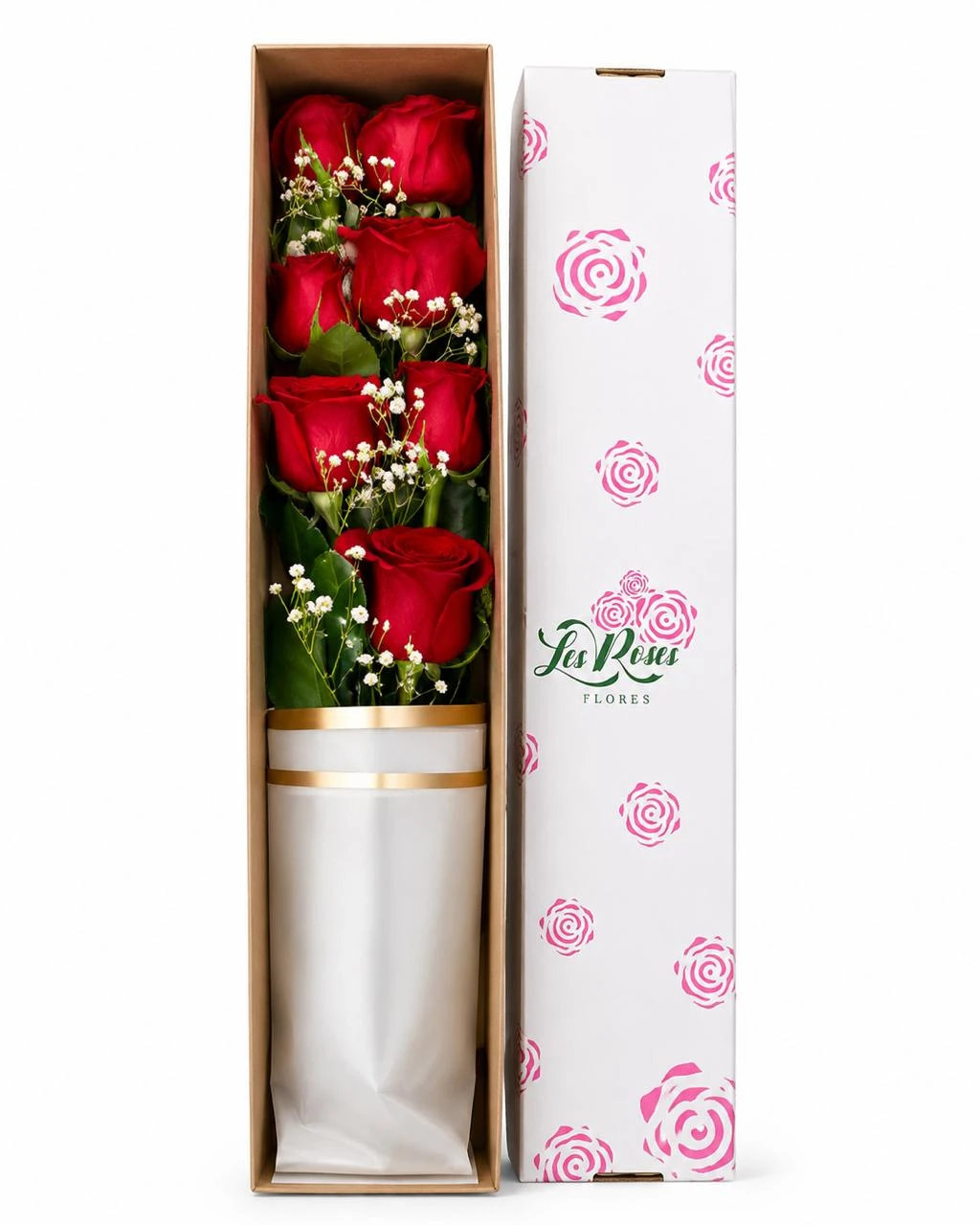 Caja De Rosas Rojas X6 Und. Estuche de rosas para Amor y Amistad, Flores Les Roses, envío a domicilio.