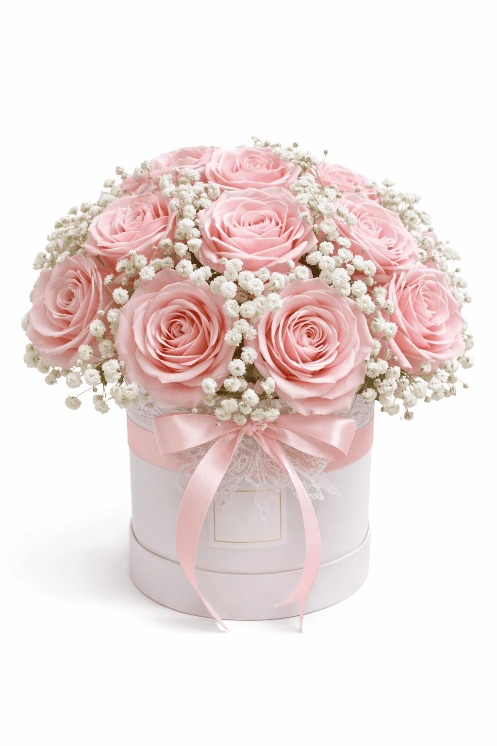 Caja De Rosas Rosadas X12 Con Follaje. Estuche de rosas para Amor y Amistad de Flores Les Roses, envío a domicilio.