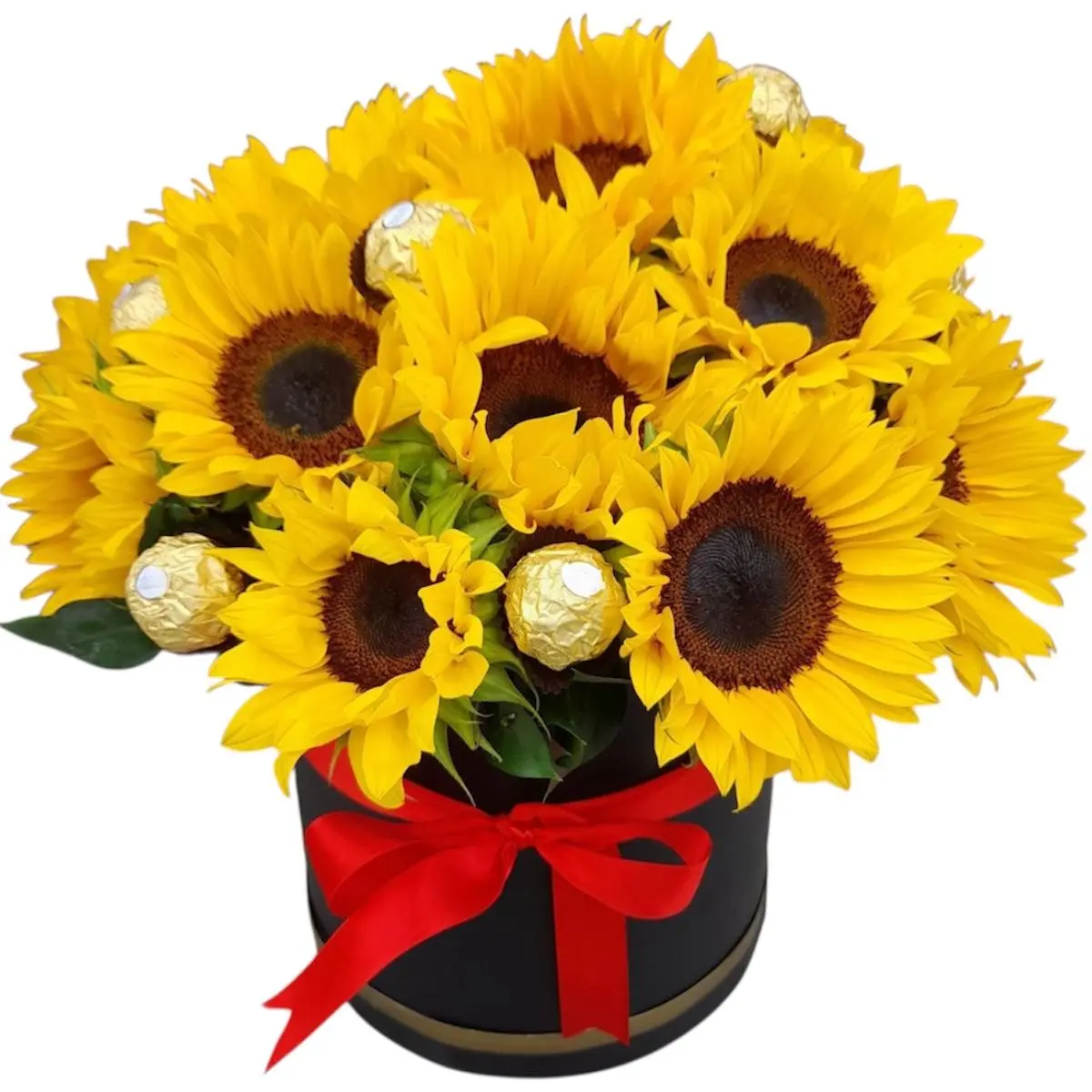 Girasoles Amarillos con chocolates  — Agradecimientos. Arreglo floral de Flores Les Roses con envío a domicilio en Bogotá.